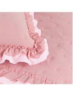 Kit cobre leito colcha vitta king matelado c/ babadinhos 200 fios 3 peças rosa