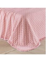 Kit cobre leito colcha vitta king matelado c/ babadinhos 200 fios 3 peças rosa