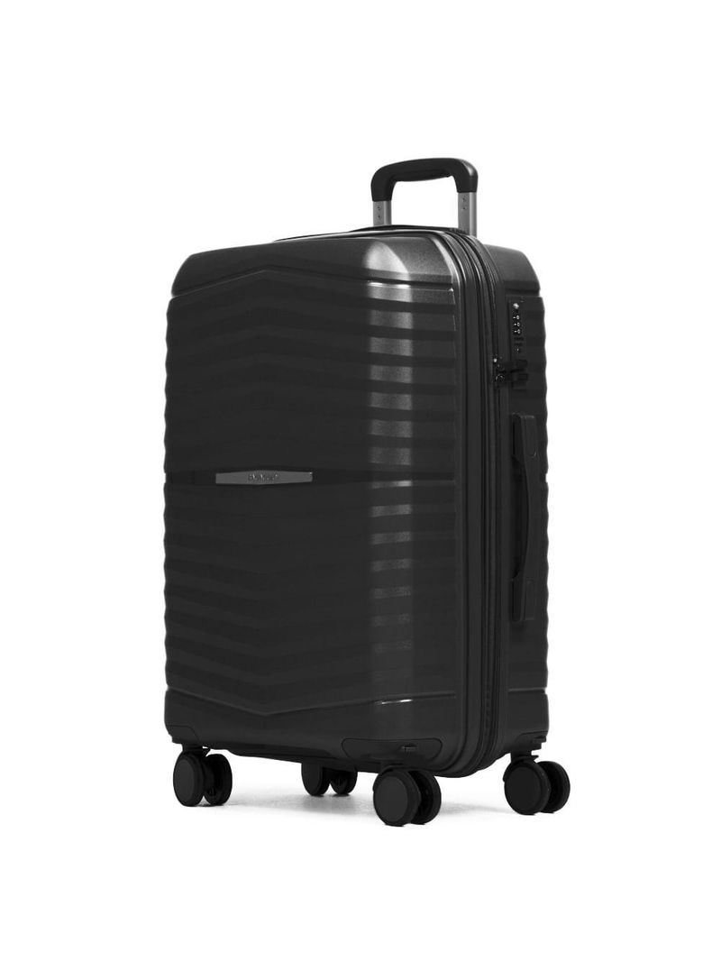 Mala Média 23 Kg Polipropileno 4 Rodas Hong Kong Preta