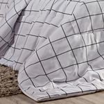 Kit edredom square king quadriculado percal 180 fios 3 peças - branco