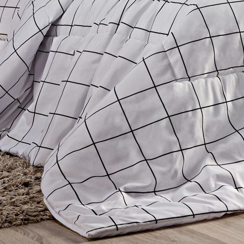 Kit edredom square king quadriculado percal 180 fios 3 peças - branco