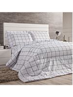 Kit edredom square king quadriculado percal 180 fios 3 peças - branco