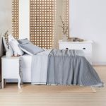 Kit cobre leito colcha vitta casal padrão matelado c/ babadinhos 200 fios 3 peças cinza