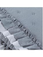 Kit cobre leito colcha vitta casal padrão matelado c/ babadinhos 200 fios 3 peças cinza