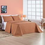 Kit cobre leito colcha vênus casal dupla face micropercal 200 fios liso 3 peças - terracota
