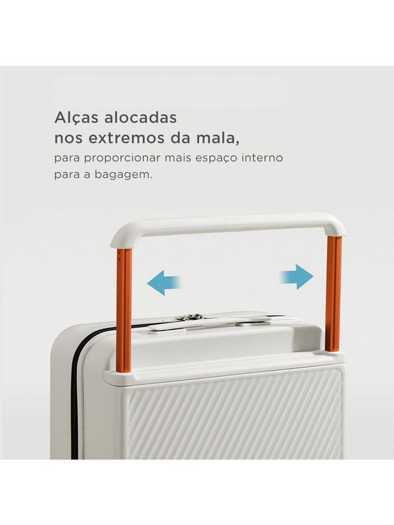 Mala de bordo policarbonato 4 rodas bagaggio bahamas branco