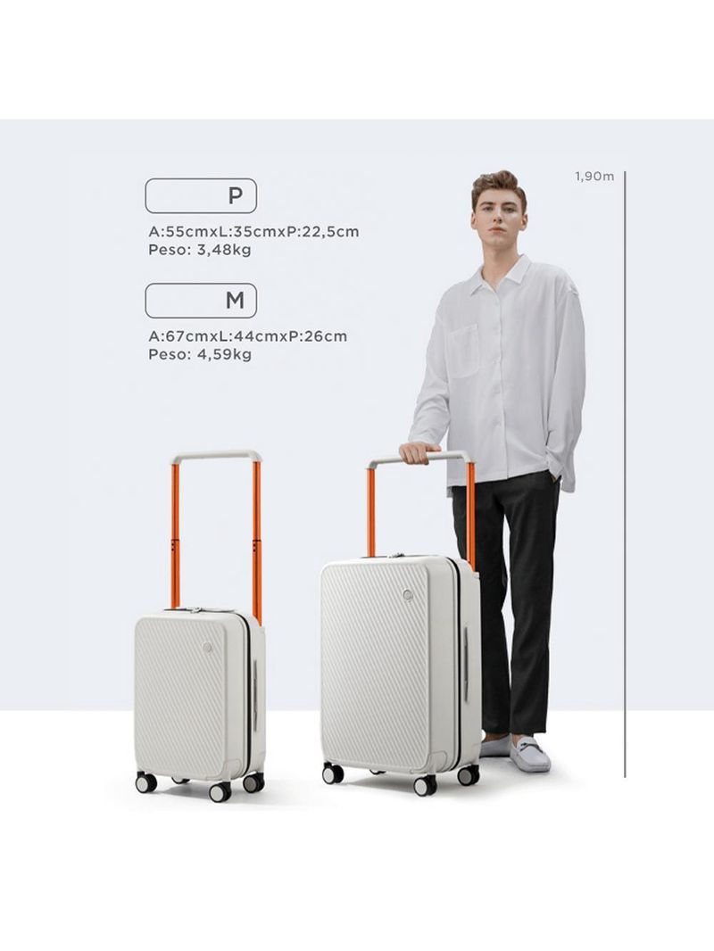 Mala de bordo policarbonato 4 rodas bagaggio bahamas branco