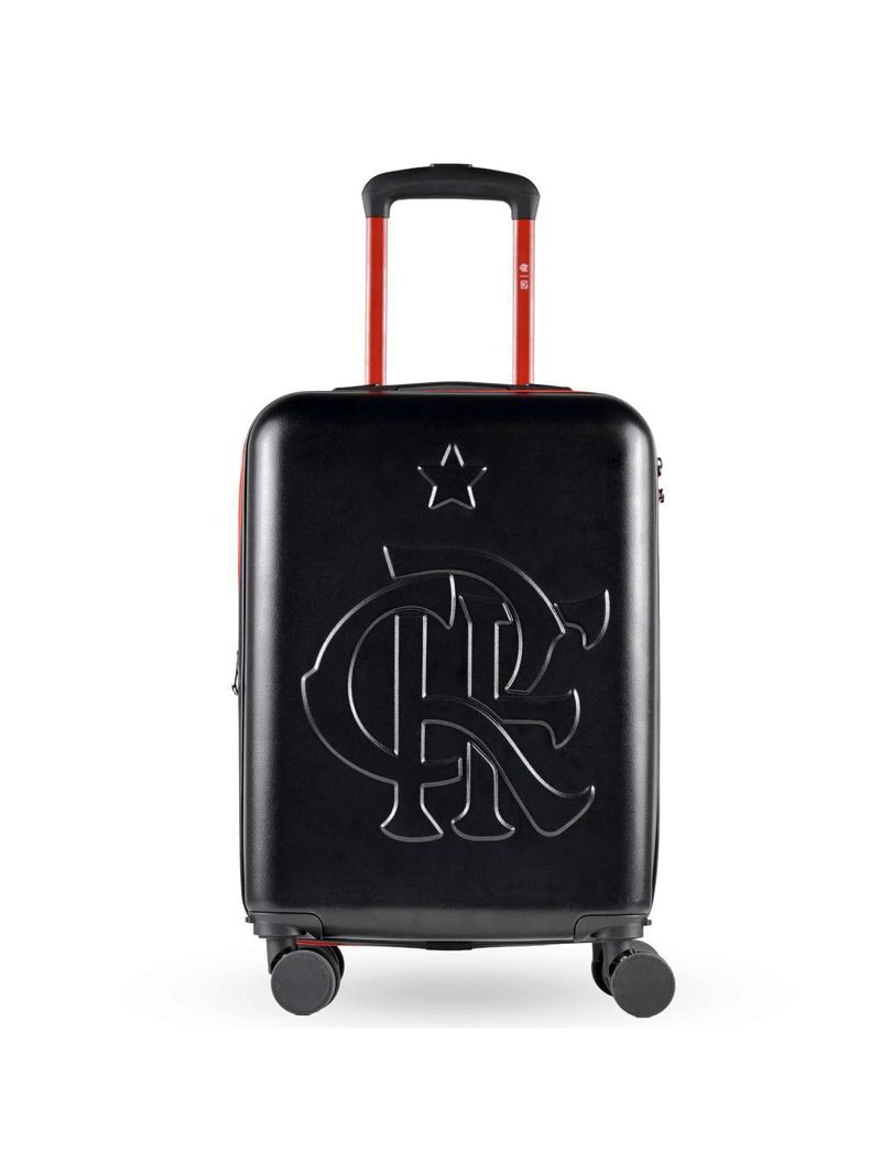 Mala de bordo 10kg abs 4 rodas flamengo crf oficial preta e vermelho