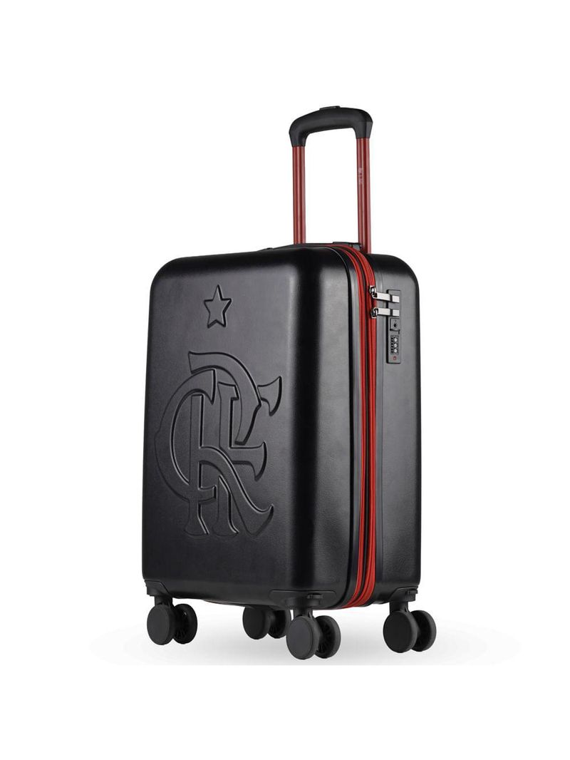 Mala de bordo 10kg abs 4 rodas flamengo crf oficial preta e vermelho