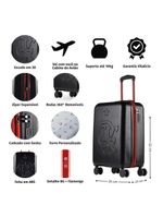 Mala de bordo 10kg abs 4 rodas flamengo crf oficial preta e vermelho