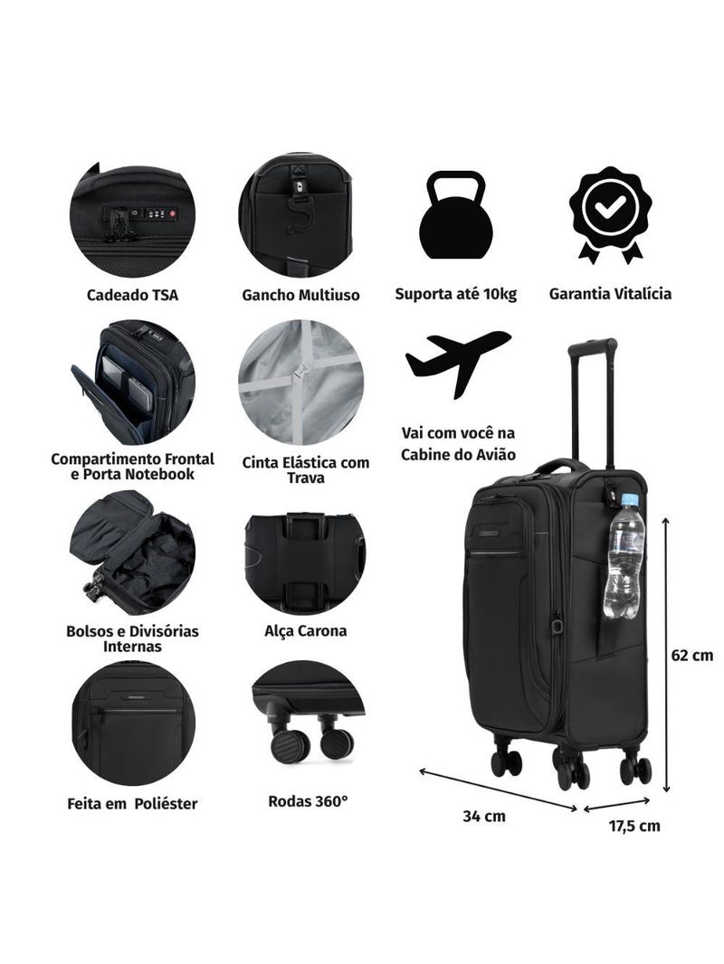 Mala Pequena Poliéster 4 Rodas Zurique Verde