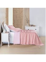 Kit cobre leito colcha vitta queen matelado c/ babadinhos 200 fios 3 peças rosa