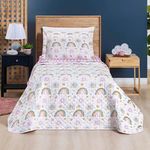 Kit cobre leito colcha solteiro infantil lutti dupla face 200 fios 2 peças arco Íris rainbow