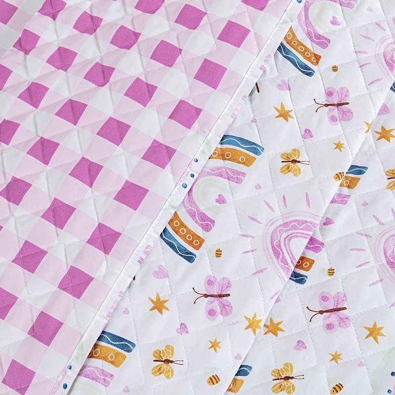 Kit cobre leito colcha solteiro infantil lutti dupla face 200 fios 2 peças arco Íris rainbow