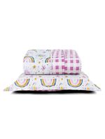 Kit cobre leito colcha solteiro infantil lutti dupla face 200 fios 2 peças arco Íris rainbow