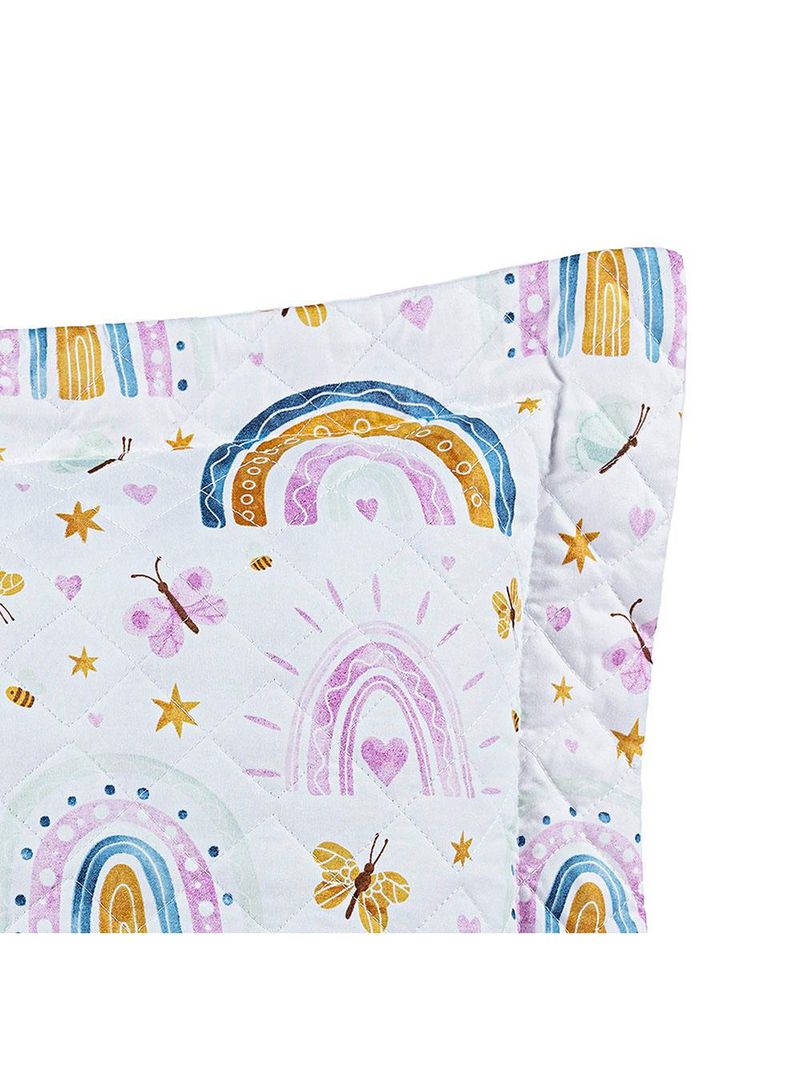 Kit cobre leito colcha solteiro infantil lutti dupla face 200 fios 2 peças arco Íris rainbow