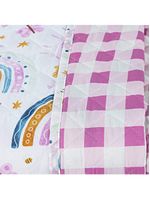 Kit cobre leito colcha solteiro infantil lutti dupla face 200 fios 2 peças arco Íris rainbow