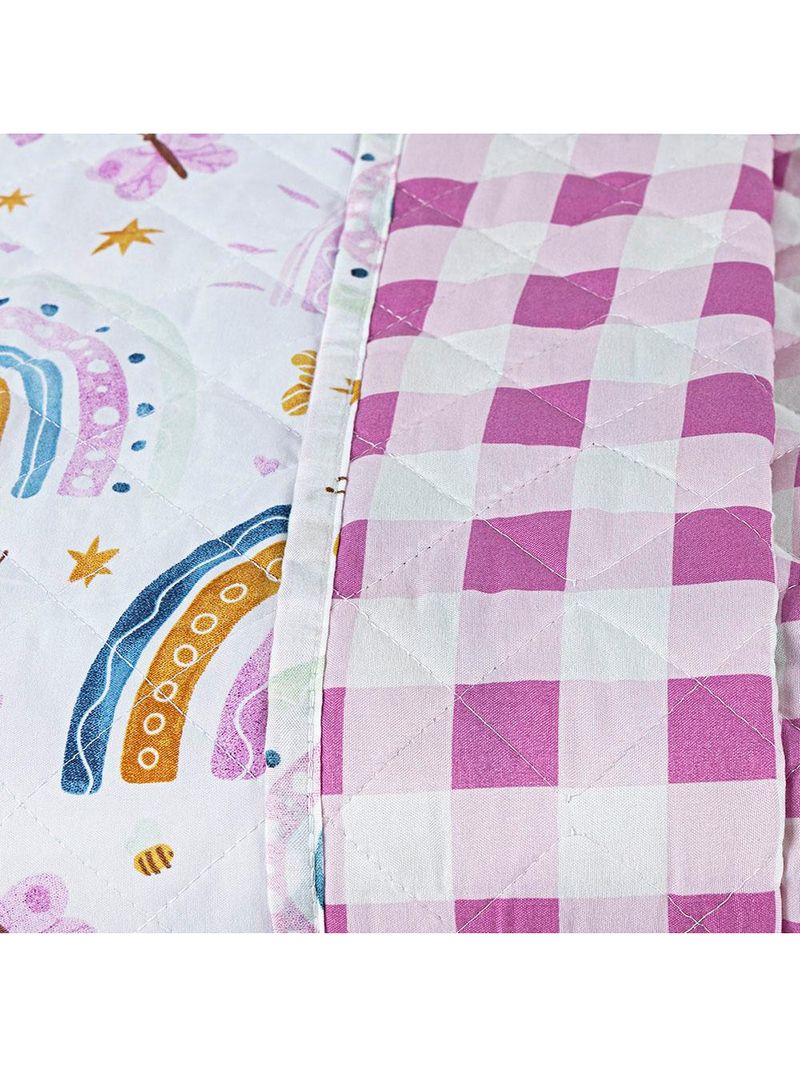 Kit cobre leito colcha solteiro infantil lutti dupla face 200 fios 2 peças arco Íris rainbow