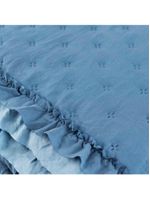 Kit cobre leito colcha vitta queen matelado c/ babadinhos 200 fios 3 peças azul