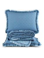 Kit cobre leito colcha vitta queen matelado c/ babadinhos 200 fios 3 peças azul