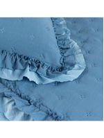 Kit cobre leito colcha vitta queen matelado c/ babadinhos 200 fios 3 peças azul