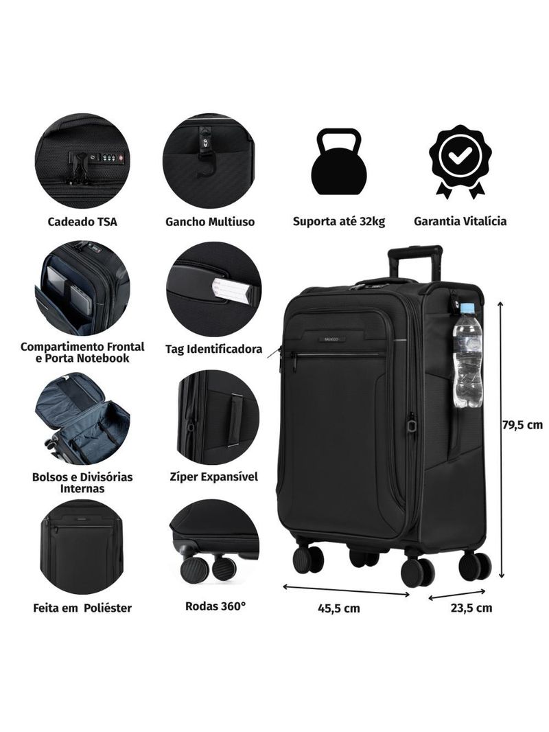 Mala Grande Poliéster 4 Rodas Zurique Verde