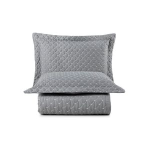 Kit cobre leito colcha vênus king dupla face micropercal 200 fios liso 3 peças - cinza