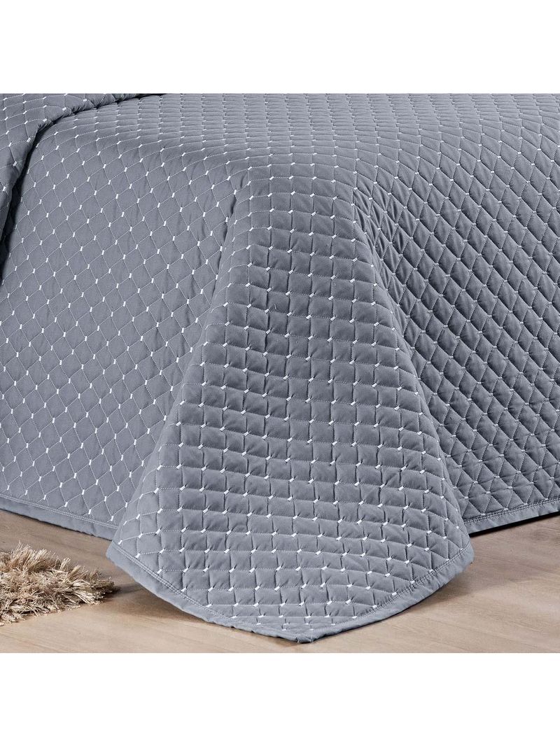 Kit cobre leito colcha vênus king dupla face micropercal 200 fios liso 3 peças - cinza