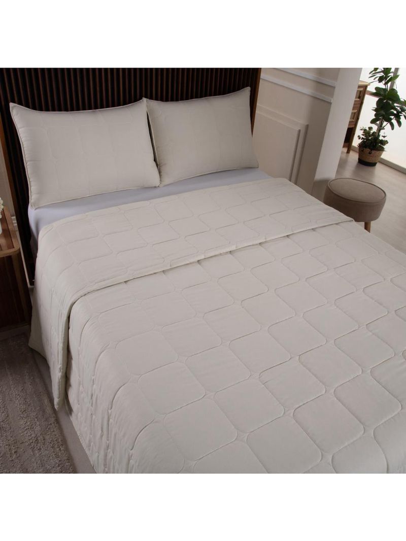 Kit cobre leito colcha speciale queen matelado toque acetinado 400 fios 3 peças palha