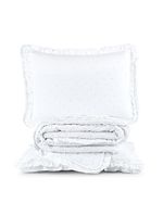 Kit cobre leito colcha vitta casal padrão matelado c/ babadinhos 200 fios 3 peças branco