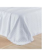 Kit cobre leito colcha vitta casal padrão matelado c/ babadinhos 200 fios 3 peças branco