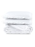 Kit cobre leito colcha vitta casal padrão matelado c/ babadinhos 200 fios 3 peças branco