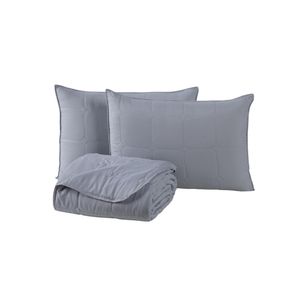 Kit cobre leito colcha speciale king matelado toque acetinado 400 fios 3 peças cinza