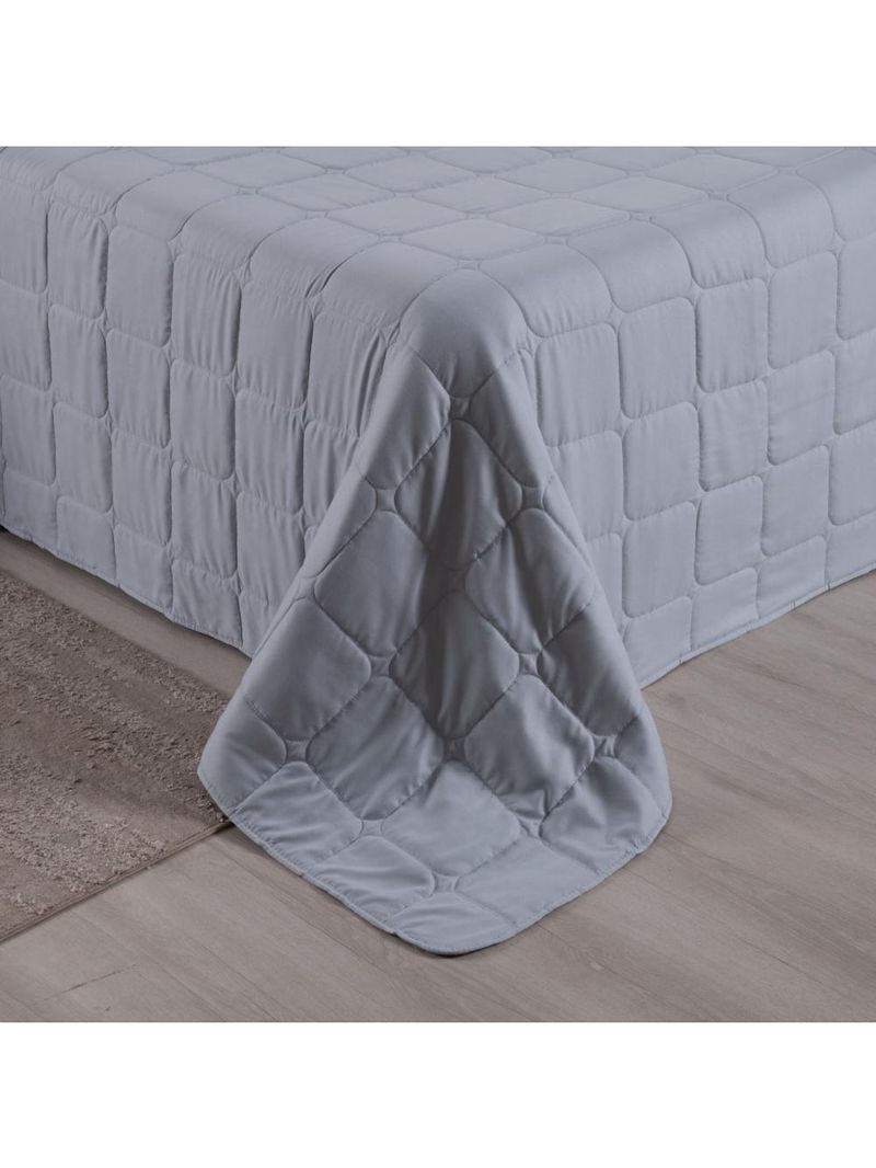 Kit cobre leito colcha speciale king matelado toque acetinado 400 fios 3 peças cinza