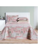 Kit cobre leito colcha maris king estampado dupla face percalle 200 fios 3 peças quadri rosê