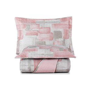 Kit cobre leito colcha maris king estampado dupla face percalle 200 fios 3 peças quadri rosê