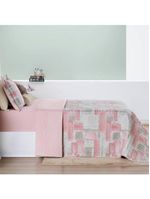 Kit cobre leito colcha maris king estampado dupla face percalle 200 fios 3 peças quadri rosê