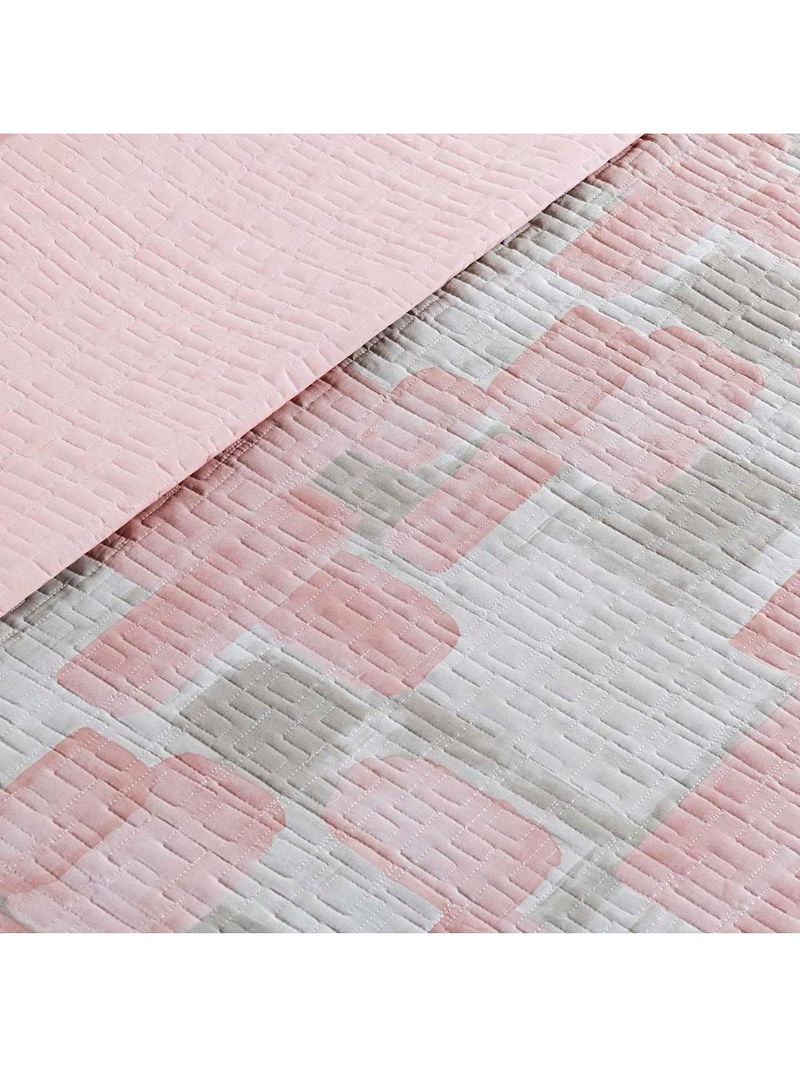 Kit cobre leito colcha maris king estampado dupla face percalle 200 fios 3 peças quadri rosê