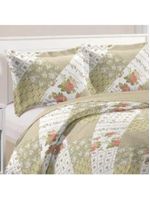 Kit cobre leito colcha mix queen estampado dupla face floral 3 peças - janaína