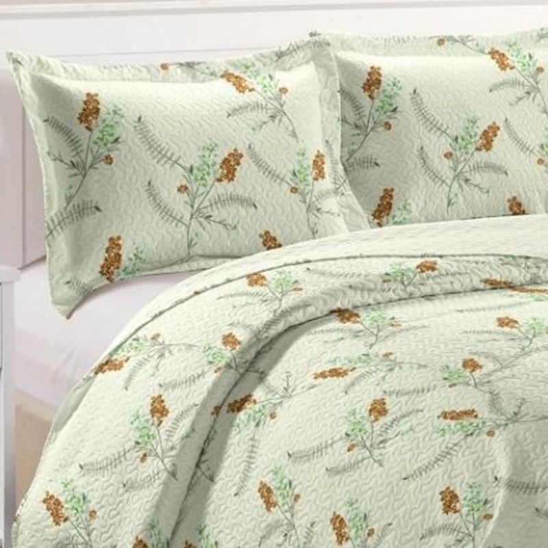 Kit cobre leito colcha mix queen estampado dupla face floral 3 peças - isamara