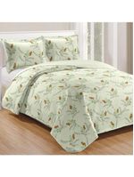 Kit cobre leito colcha mix queen estampado dupla face floral 3 peças - isamara