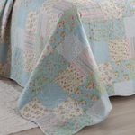 Kit cobre leito colcha mix queen estampado dupla face floral 3 peças - karina