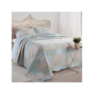 Kit cobre leito colcha mix queen estampado dupla face floral 3 peças - karina