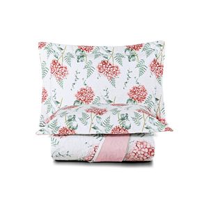 Kit cobre leito colcha maris king estampado dupla face percalle 200 fios 3 peças hortênsia salmão