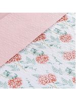 Kit cobre leito colcha maris king estampado dupla face percalle 200 fios 3 peças hortênsia salmão