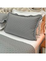 Kit cobre leito colcha perone king dupla face toque de pluma micro percal 300 fios 3 peças - cinza