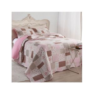 Kit cobre leito colcha mix king estampado dupla face floral 3 peças - mara