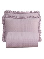 Kit cobre leito colcha maison queen c/ babado percal 300 fios 3 peças - roxo malva