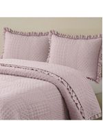 Kit cobre leito colcha maison king c/ babado percal 300 fios 3 peças - roxo malva