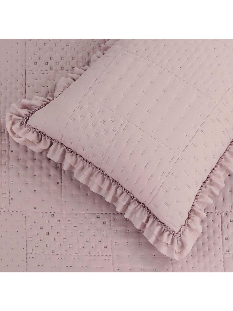 Kit cobre leito colcha maison king c/ babado percal 300 fios 3 peças - roxo malva